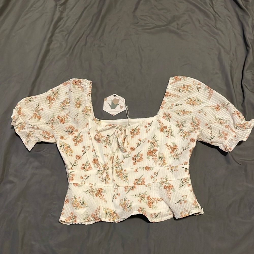 Paper crane floral crop top.